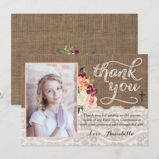 Autumn Flowers Rustic Religieuze Hartelijk dank Bedankkaart (Voorkant / Achterkant)