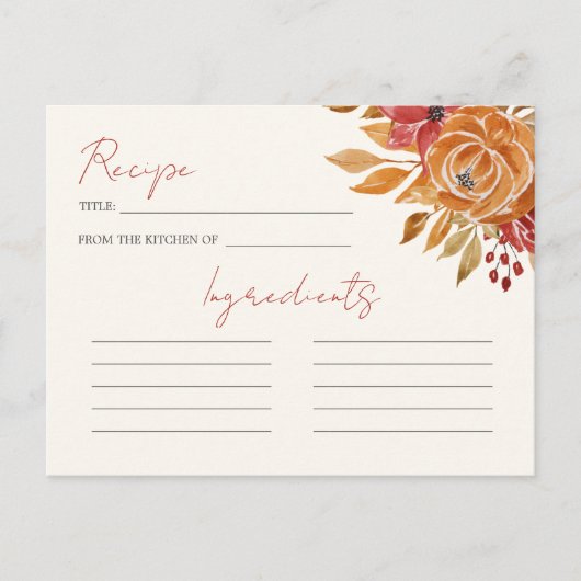 Autumn Flowers Rustic Vrijgezellenfeest game RECIP Briefkaart (Voorkant)