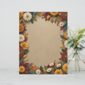 Autumn Flowers Stationery Paper Briefhoofd (Staand voorkant)