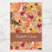 Autumn Flowers Terracotta Wedding Mini Wijn Etiket (Enkel label)