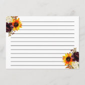 Autumn Flowers Vrijgezellenfeest Recept Kaart (Achterkant)