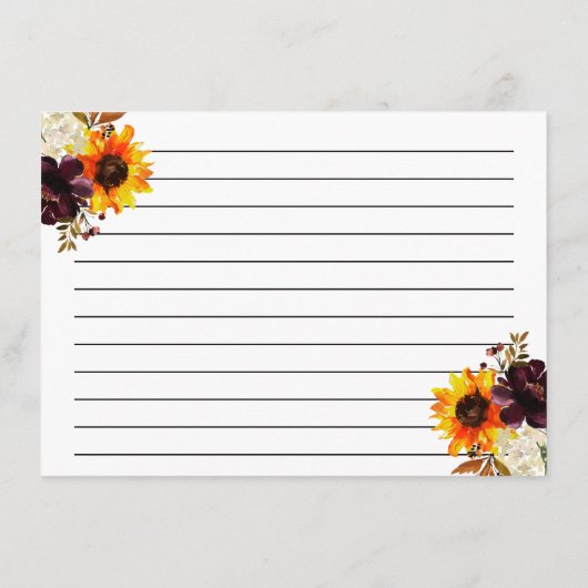 Autumn Flowers Vrijgezellenfeest Recept Kaart (Achterkant)