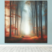 Autumn Fog Forest Canvas, Peaceful Fall Morning  Canvas Afdruk (Insitu (Houten vloer))