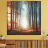 Autumn Fog Forest Canvas, Peaceful Fall Morning  Canvas Afdruk (Insitu (Woonkamer))