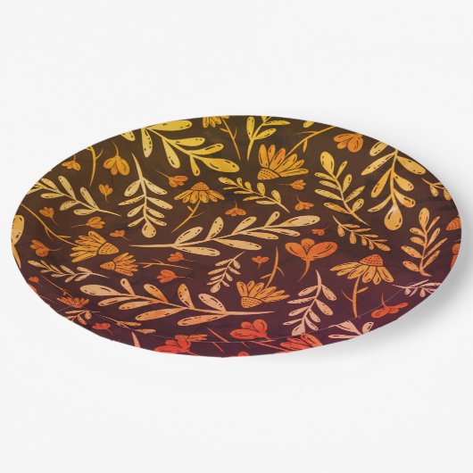 Autumn Foliage and Flowers Papieren Bordje (Gekanteld)