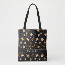 Autumn Foliage Black Pattern Canvas tas