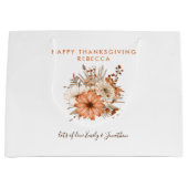Autumn Foliage Florals Happy Thanksgiving Name Groot Cadeauzakje (Voorkant)