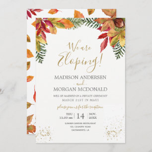 Autumn Foliage Herfst Elopement receptie uitnodigi Kaart