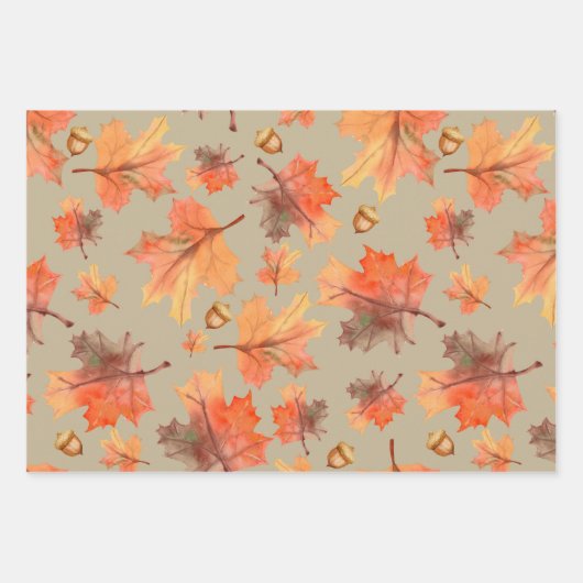 Autumn Foliage - Oranje bladeren en zuren Inpakpapier Vel (Voorkant)