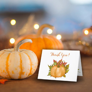 Autumn Foliage Pompoen Herfst Baby shower Bedankkaart
