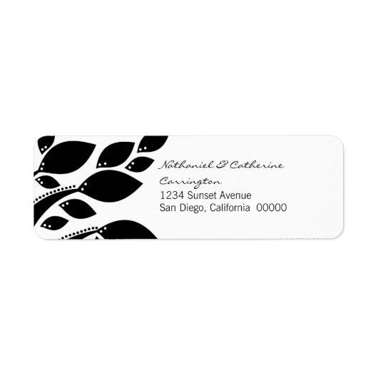 Autumn Foliage Return-adreslabels, zwart Etiket (Voorkant)