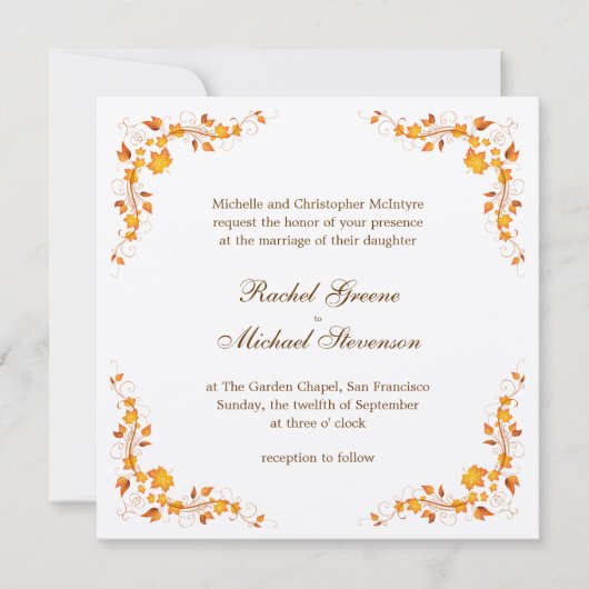 Autumn Foliage Wedding Invitation Kaart (Voorkant)