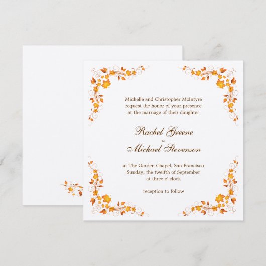 Autumn Foliage Wedding Invitation Kaart (Voorkant / Achterkant)