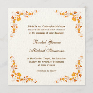Autumn Foliage Wedding Invitation Kaart