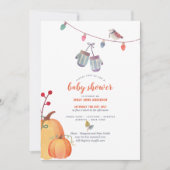 Autumn Folk Art Baby shower Uitnodiging Oranje bla (Voorkant)
