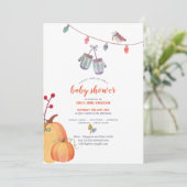 Autumn Folk Art Baby shower Uitnodiging Oranje bla (Staand voorkant)
