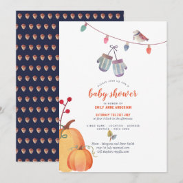 Autumn Folk Art Baby shower Uitnodiging Oranje bla