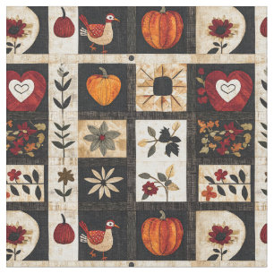 Autumn Folk Art Quilt patroon Rustic Botanical Stof