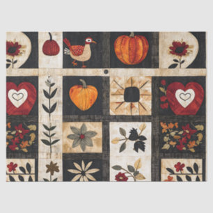 Autumn Folk Art Quilt patroon Rustic Botanical Tissuepapier