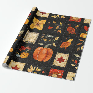 Autumn Folk Art Quilt patroon Rustieke patchwork Cadeaupapier