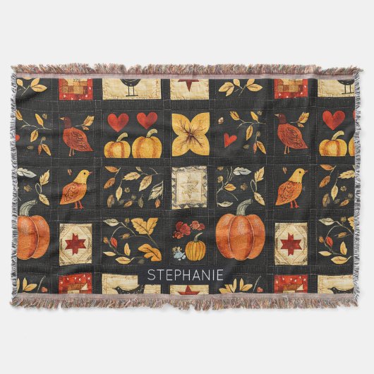Autumn Folk Art Quilt patroon | Rustieke patchwork Deken (Voorkant)