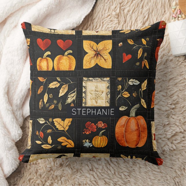 Autumn Folk Art Quilt patroon | Rustieke patchwork Kussen (Deken)