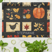 Autumn Folk Art Quilt patroon | Rustieke patchwork Theedoek (Gevouwen)