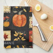 Autumn Folk Art Quilt patroon | Rustieke patchwork Theedoek (Quarter Fold)