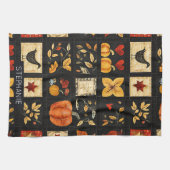Autumn Folk Art Quilt patroon | Rustieke patchwork Theedoek (Horizontaal)