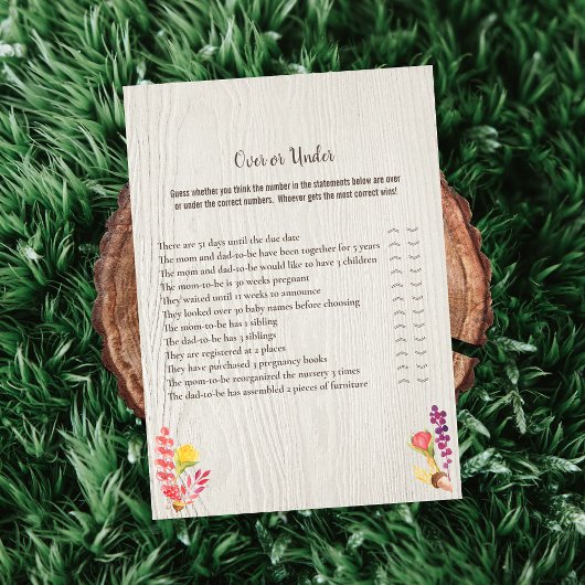 Autumn Forest Animal Over of under Baby game Kaart