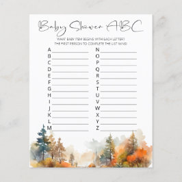 Autumn Forest baby shower ABC spel