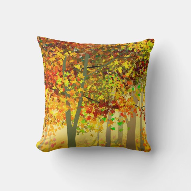 Autumn Forest Colorful Leaves Throw Pillow Kussen (Voorkant)