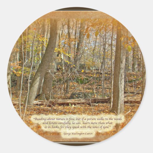 Autumn Forest George Washington Carver Quotation Ronde Sticker (Voorkant)
