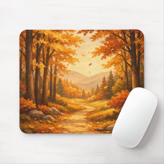 Autumn Forest Illustration Mouse Pad Muismat (Met muis)