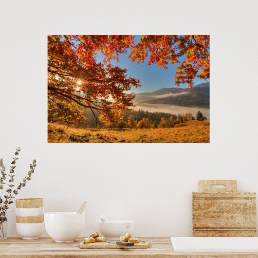 Autumn Forest in de bergen Poster (Keuken)