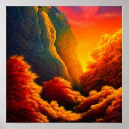 Autumn Forest in het Poster van de bergen