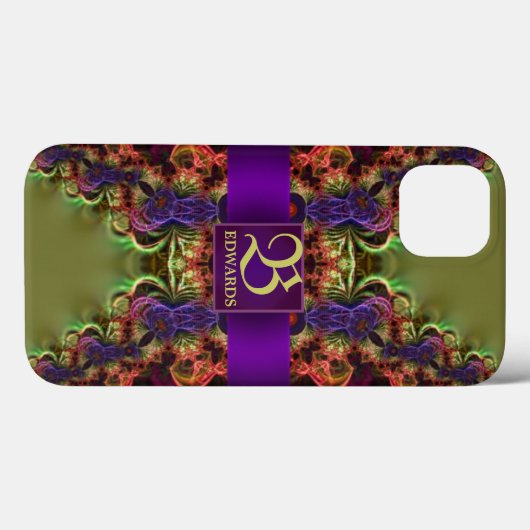 Autumn Forest Lace Fractal Art Green Paars Case-Mate iPhone Case (Achterkant (horizontaal))