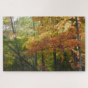 Autumn Forest Oranje en Green Leaves Legpuzzel
