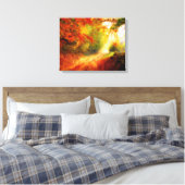 Autumn Forest Pathway Reds & Gold van Waterverf Canvas Afdruk (Insitu (Slaapkamer))