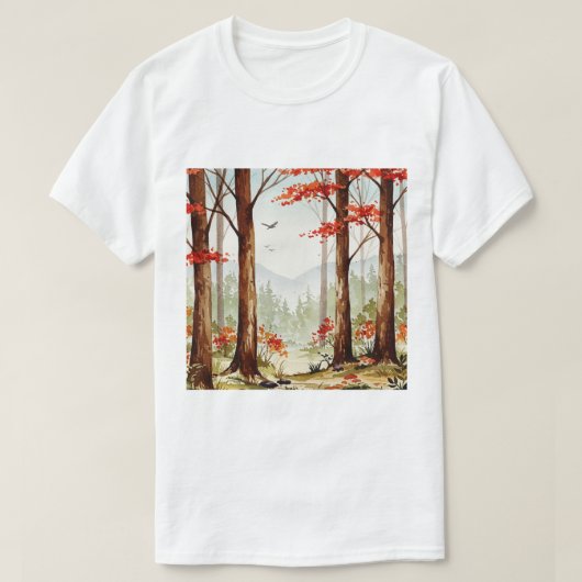 Autumn forest scene t-shirt (Design voorkant)