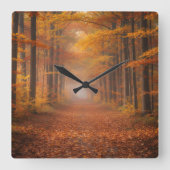 Autumn Forest Wall Clock – Cozy Nature Design Vierkante Klok (Voorkant)