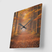 Autumn Forest Wall Clock – Cozy Nature Design Vierkante Klok (Hoek)
