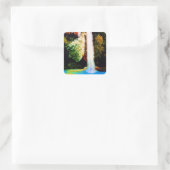 Autumn Forest Waterfall Landscape Art Vierkante Sticker (Tas)