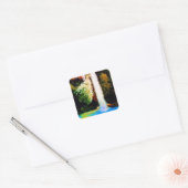 Autumn Forest Waterfall Landscape Art Vierkante Sticker (Envelop)