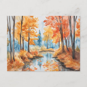 Autumn Forest Waterverf Art Briefkaart