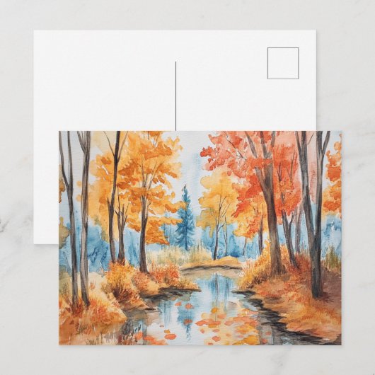 Autumn Forest Waterverf Art Briefkaart (Voorkant / Achterkant)