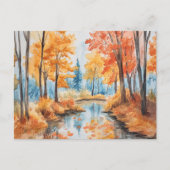 Autumn Forest Waterverf Art Briefkaart (Voorkant)