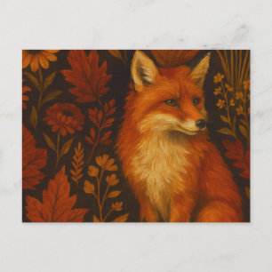 Autumn Fox Art Poster - Gezellige Herfst Woodland Briefkaart