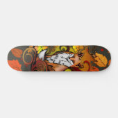 Autumn Fox Dark Grey Leaves Illustration Persoonlijk Skateboard (Horizontaal)