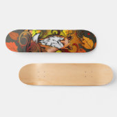 Autumn Fox Dark Grey Leaves Illustration Persoonlijk Skateboard (Horizontaal)